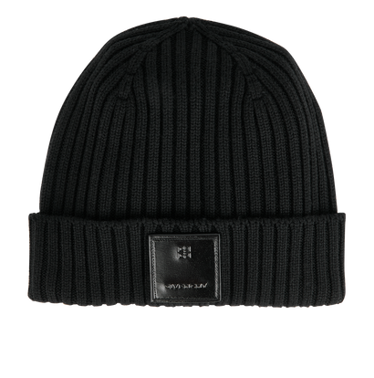 Givenchy Logo Patch Ribbed Beanie, front view